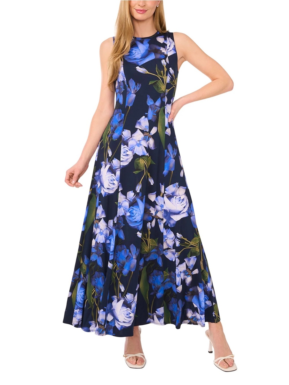 Ted Baker Navy Floral High-Neck Maxi Dress